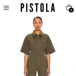 NWT PISTOLA denim Bernice Jumpsuit size M, Deep Olive. (On their website $198)